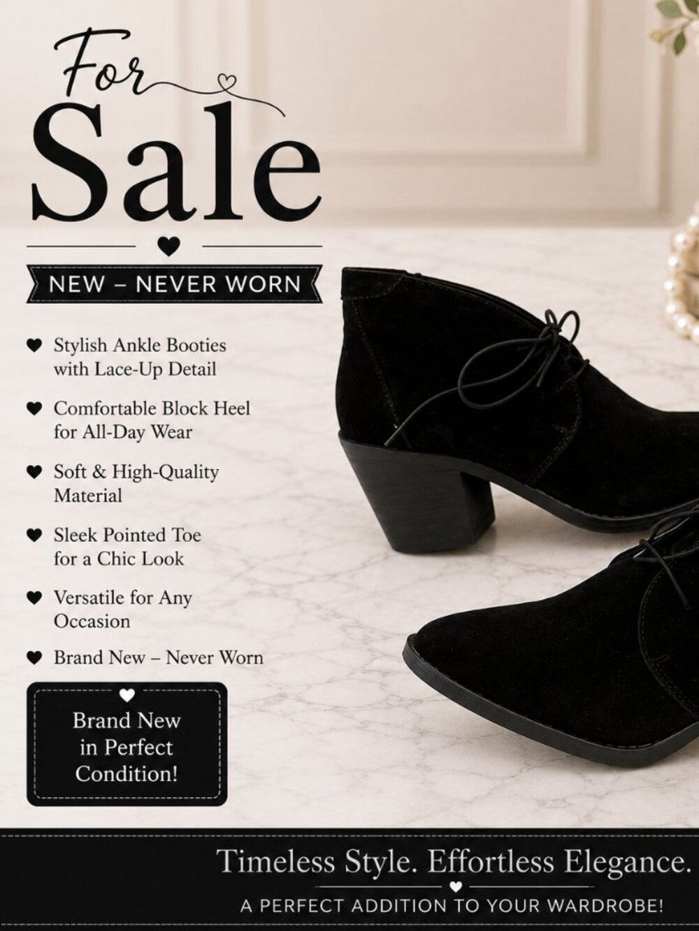 Blowfish Malibu Black Heeled Ankle Boots – NWOT – Size 8.5